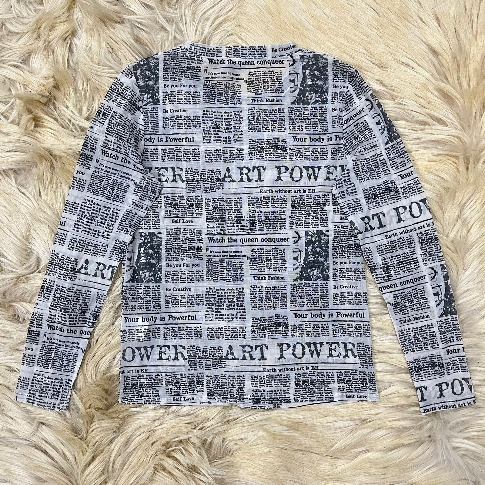 News Paper Mesh Top